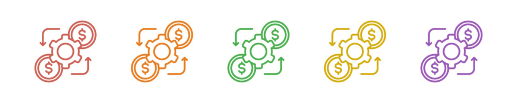Cost Effective Icon Set Multiple Style Collection. Vector Illustration Concept Designed In Line Colorful Style