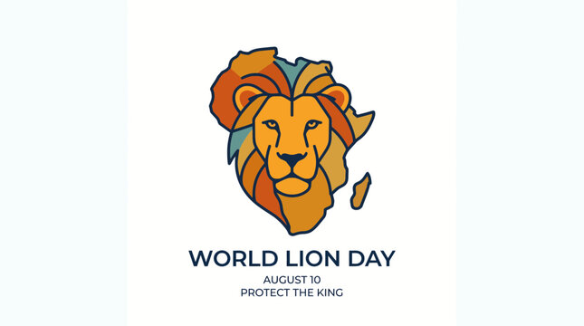 World Lion Day Africa Map Lion Head Illustration August 10 Protect The King