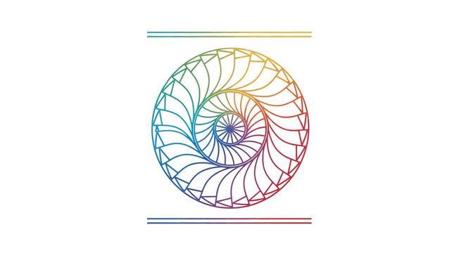 Abstract Rainbow Spiral Fibonacci Swirl Geometric Pattern