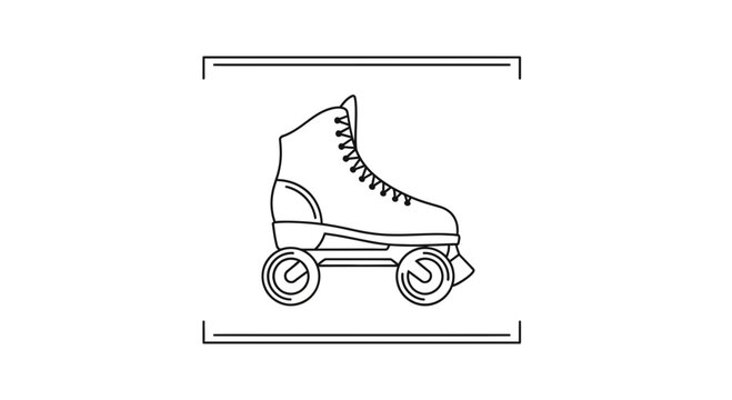 Retro Roller Skate Icon Line Art Illustration