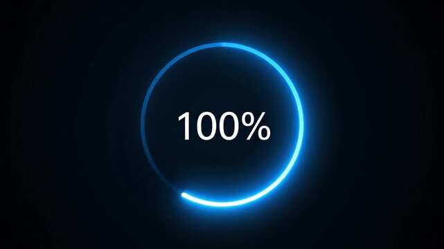 Blue circular loading bar showing minus fifty eight percent