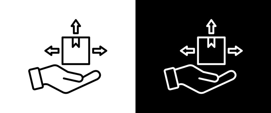 Distribution white and black icon set design