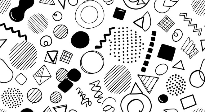 Abstract Hand Drawn Geometric Shapes Pattern
