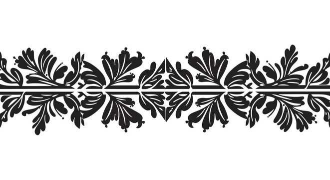 Elegant Floral Border Design - Black and White Ornate Divider