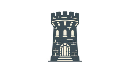 A minimalist vector illustration of a medieval stone castle tower. © Afi