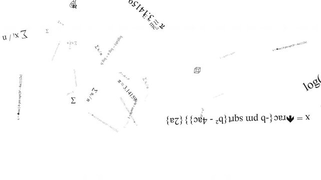 Kinetic Mathematical Equations and Physics Formulas Floating in 3D Space