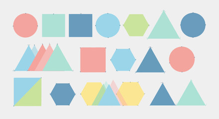 Obraz premium Abstract Geometric Shapes and Patterns in Pastel Colors