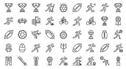 Fototapeta premium Collection of Sports and Activity Icons in Monochrome Style for Interface Design.