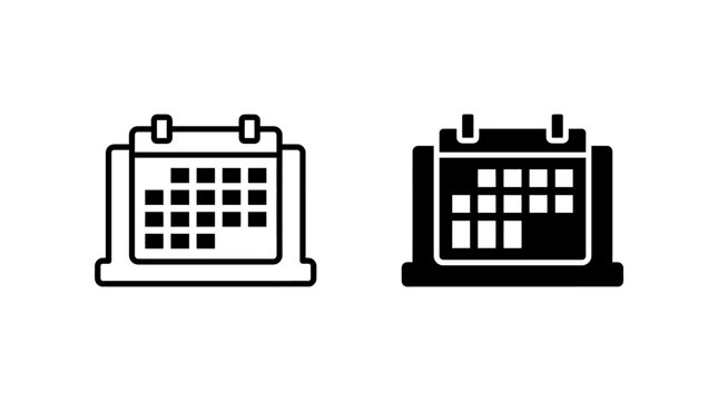 Calendars viewed from front with grid and icons