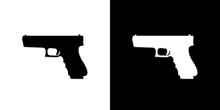 black and white illustration of gun icon