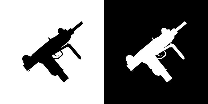 black and white illustration of gun icon