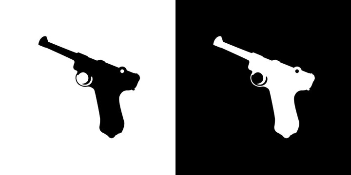 black and white illustration of gun icon
