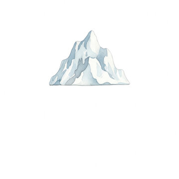 Watercolor illustration of an iceberg on a black background