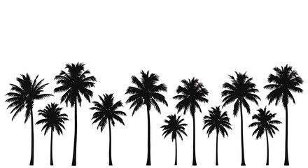 Fototapeta premium Silhouette of palm trees against white background tropical landscape concept