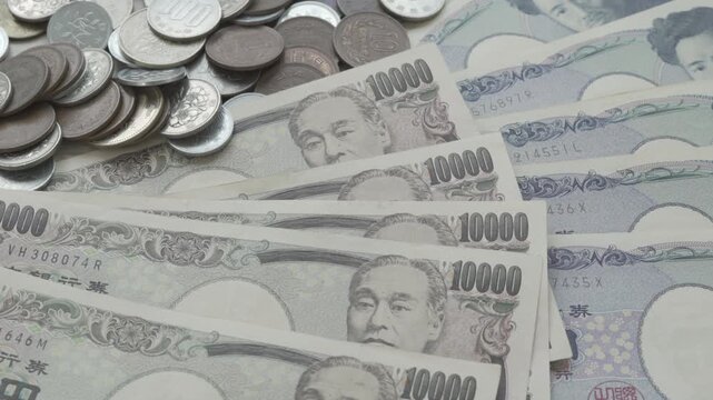 Japanese Yen money. close up of the Japanese yen. currency of Japan that is used to change, buy, sell, accumulate, invest, financial, exchange rate, value, accounting, international exchange