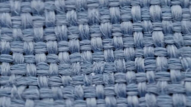 Close-up of blue woven fabric texture.