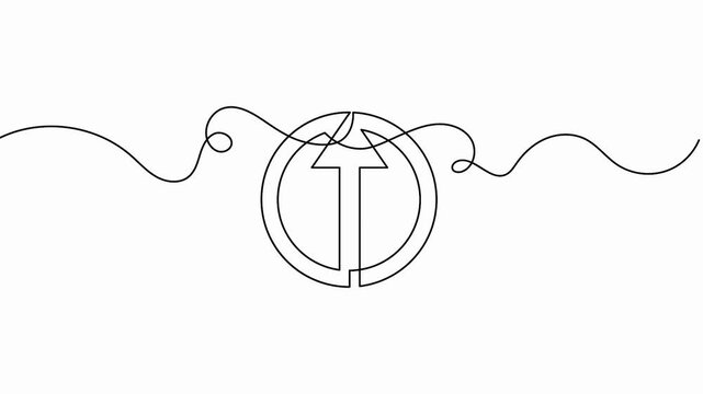 Upload arrow icon concept animation with a dynamic line outline for technical presentation background