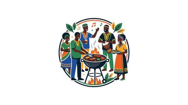 African American Friends Having a Backyard BBQ Party