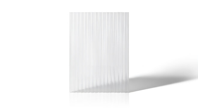 Clear polycarbonate hollow sheet isolated on white background plastic construction material