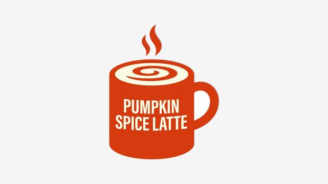 Minimalist Graphic Illustration Of A Hot Spiced Latte Cup With Steam In Flat Design