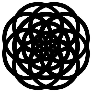 Intricate interlocking geometric octagram mandala silhouette