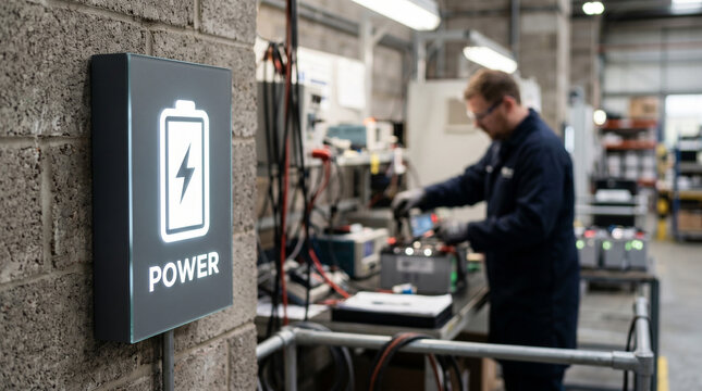 Professional Electrical Technicians Maintaining Industrial Battery Storage Systems In Modern Energy Service Workshop For Sustainable Power Management