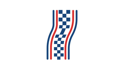 Obraz premium Abstract wavy racing track pattern with checkered details.