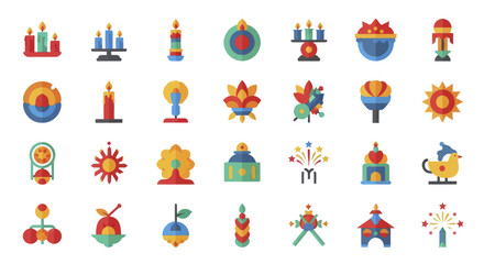Fototapeta premium Vibrant collection of Kwanzaa celebration icons and symbols.