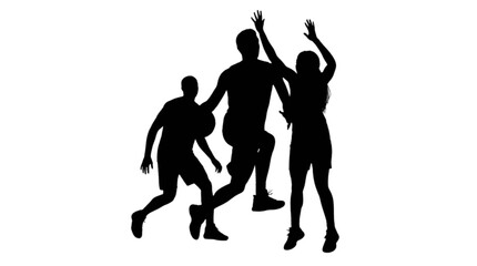 Black silhouette of three basketball players © Md