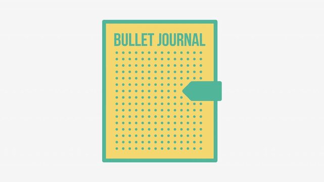 Minimalist Bullet Journal Graphic Illustration With Yellow Page And Teal Border In Flat Design Style