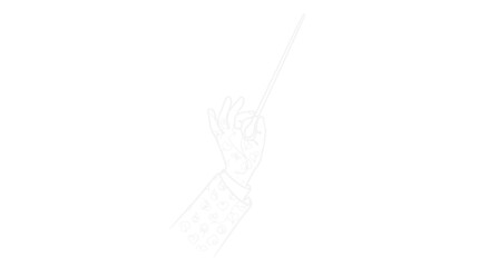Orchestra conductor's hand with baton, elegant gesture, classical music, artistic performance, motion © Ipung