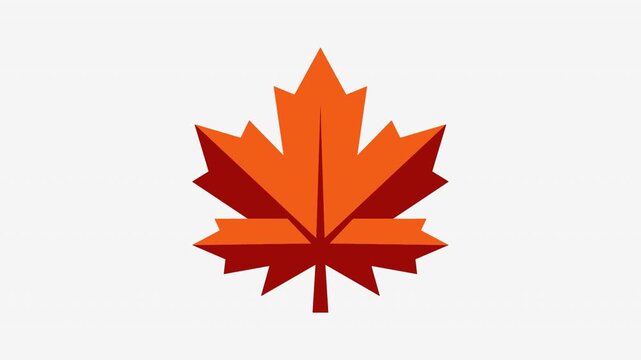 Minimalist Graphic Orange Maple Leaf Icon Isolated On A Plain White Background