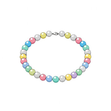 Pastel color bead necklace on black background