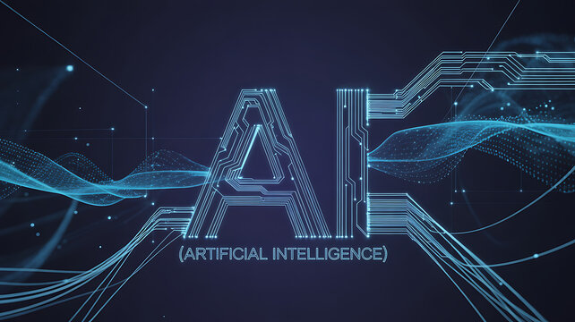 Conceptual image with a speech bubble next to an interactive AI CPU. 3d rendering