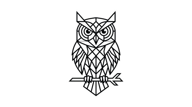 Geometric Owl Line Art Design.