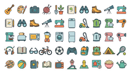 Doodle Icons: Hobbies, Crafts, and Home Appliances Collection © Aziz