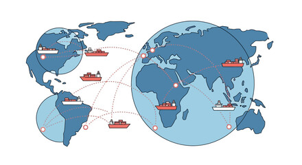 Naklejka premium Global shipping routes and world map.