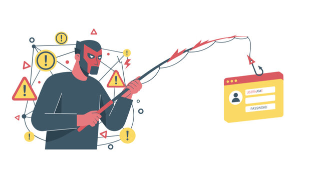 Cyber criminal using a phishing technique to steal sensitive login credentials and passwords from internet users.