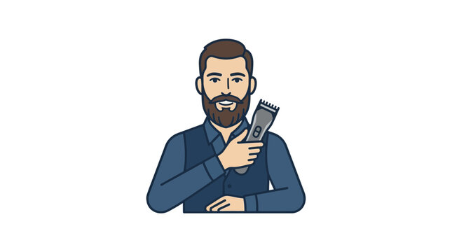 Barber Holding Hair Clipper Illustration