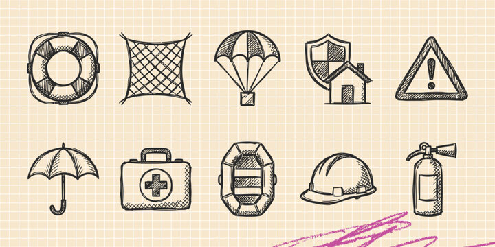 Hand drawn vintage black ink doodle vector set of social media communication internet chat digital network media and online forum