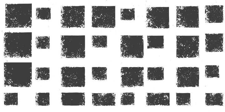 Set of Distressed Grunge Square Stamp Textures Vector Graphic Elements