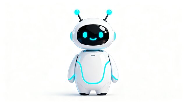 Blue 3D Cartoon Robot Character Holding a Toothbrush Futuristic Cyborg Technology Illustration for Dental Care Communication and Business Concept