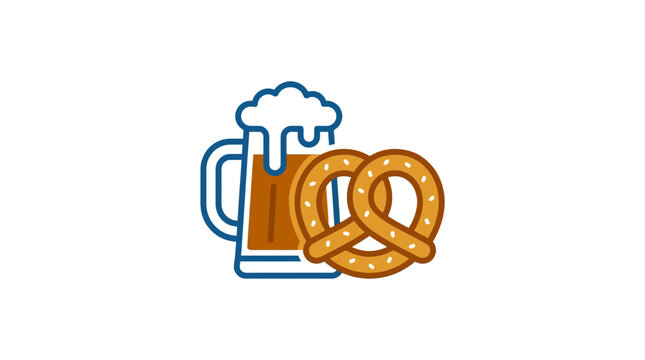 Beer Mug and Pretzel Icon Graphic