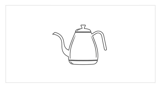 Minimalist Line Art Drawing of a Pour-Over Coffee Kettle