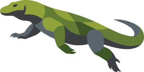 Fototapeta premium Minimalist Pixel Art Style Green Monitor Lizard Isolated On A Clean White Background