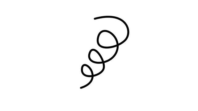 2D Animated Hand Drawn Black Continuous Line Spiral Spring on White Background