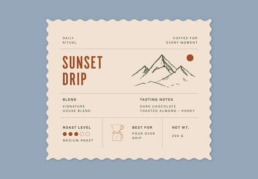 Label Template For Coffee Packaging, Product Stickers, Vintage Tags, Branding Labels