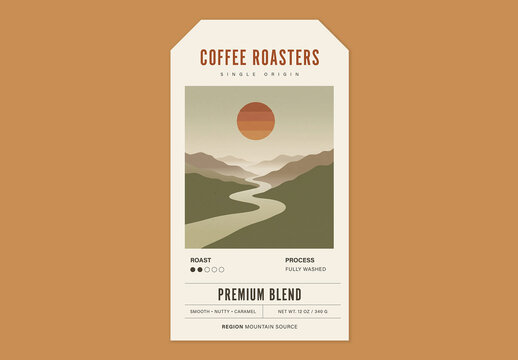 Label Template For Coffee Packaging, Product Stickers, Vintage Tags, Branding Labels