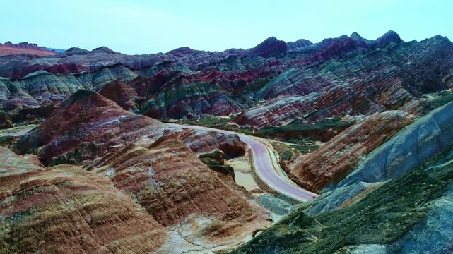 Overlook Devil City Road Yardang Scenery Qinghai China