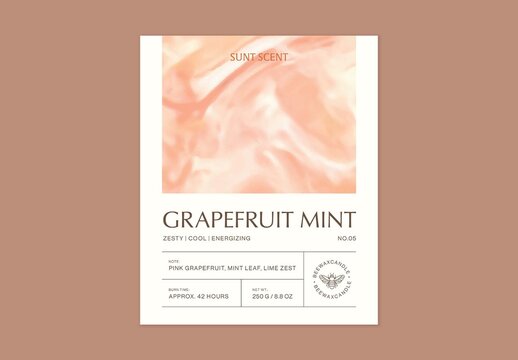 Label Template For Candle Packaging, Product Sticker, Jar Label, Tag, Branding Design Set